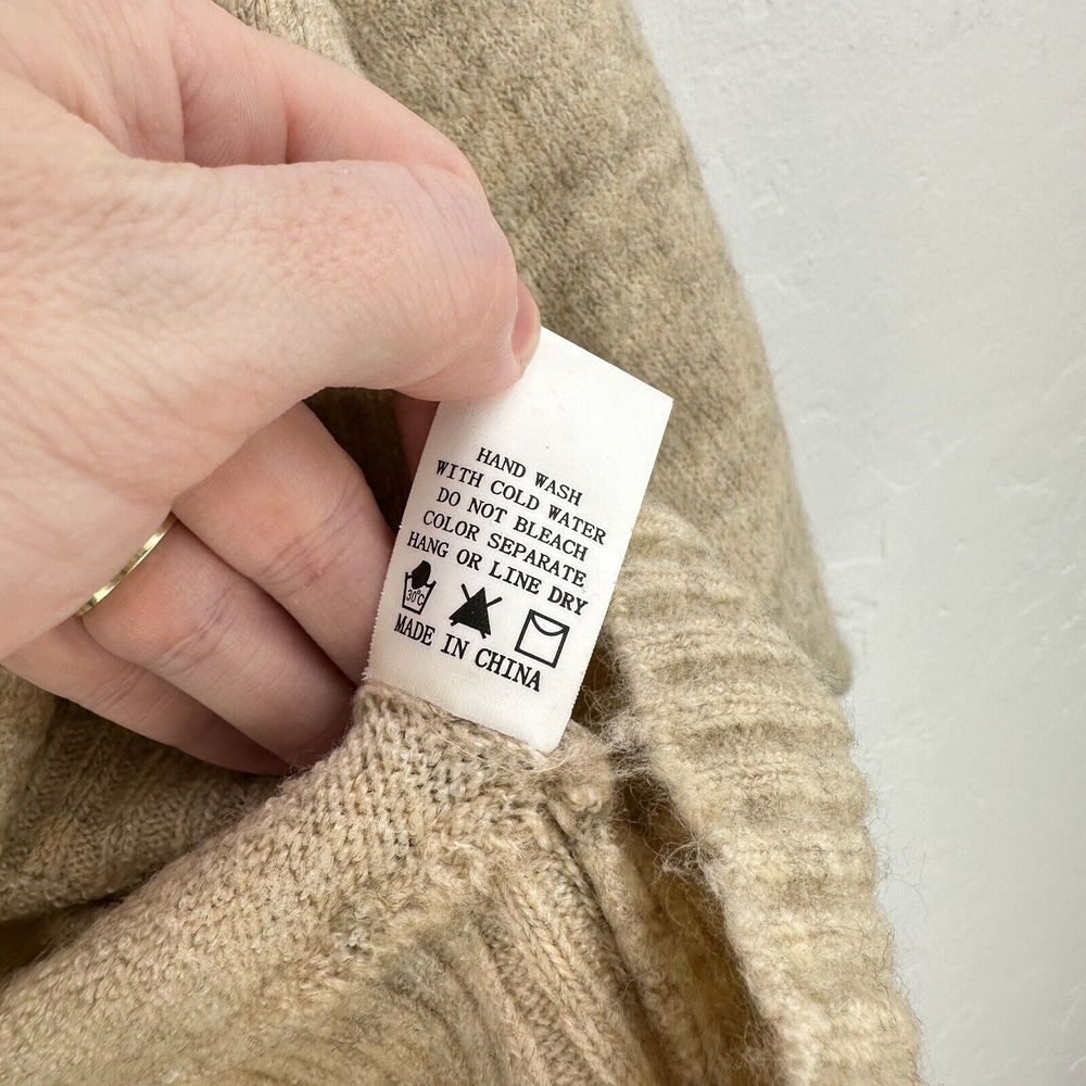Dreamers Sweater Womens M/L Cream Knit Dolman Sleeve Open Back Ribbed Tie - Picture 6 of 6